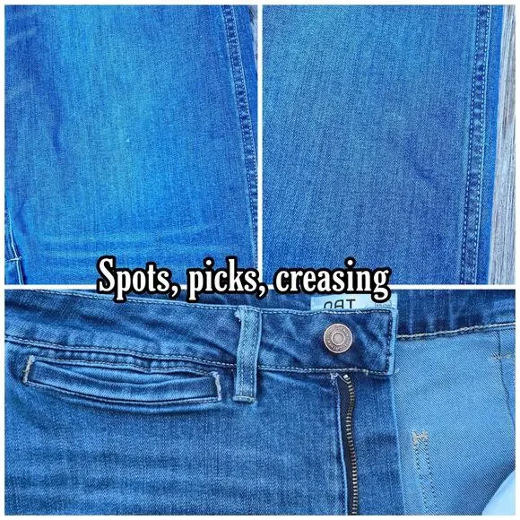 Wide Leg Crop Jeans OAT New York Size 10/30 High Rise Medium Wash Stretch Denim - Picture 6 of 11